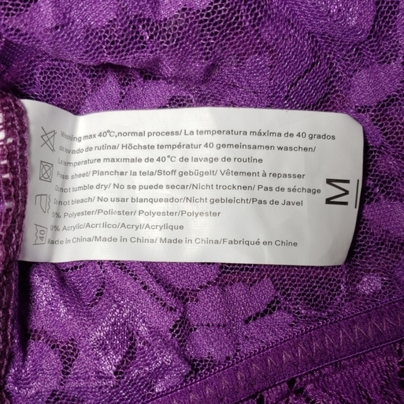 ZEXXXY Puple Eyelash Lace Teddy Lingerie NWT bag M - Picture 6 of 8